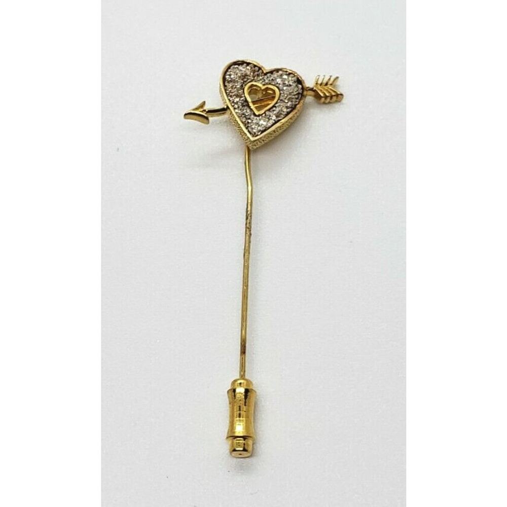 Vintage Franklin Mint 1979 Lover's Heart 24 Kt Gold Over Silver Stick Pin Brooch - Picture 11 of 12